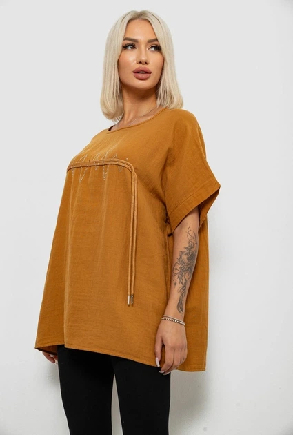Футболка жіноча однотонна, колір гірчичний, 244RAL201 розмір 2XL - Фото 4 Футболка жіноча однотонна, колір гірчичний, 244RAL201 розмір 2XL - изображение 4