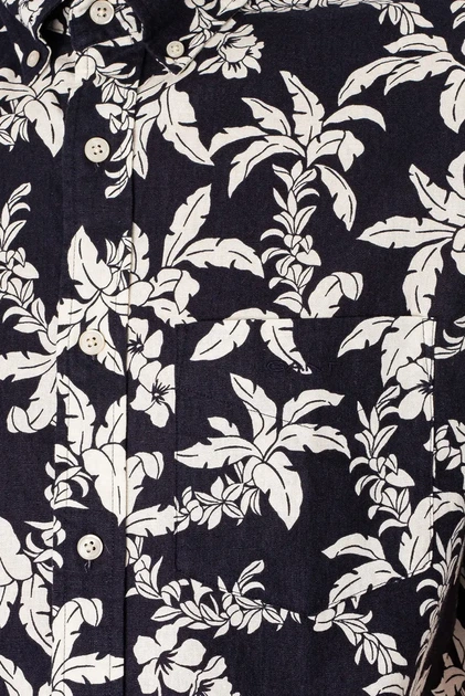 Чоловіча темно-синя лляна сорочка з візерунком REG COTTON LINEN PALM SS Gant S 3240075 - Фото 2 Чоловіча темно-синя лляна сорочка з візерунком REG COTTON LINEN PALM SS Gant S 3240075 - изображение 2