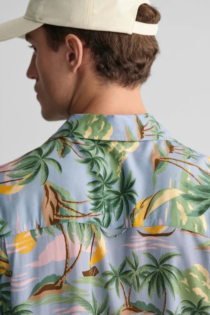 Чоловіча блакитна сорочка з візерунком REL VISCOSE HAWAII PRINT SS Gant XL 3240077 - Фото 5 Чоловіча блакитна сорочка з візерунком REL VISCOSE HAWAII PRINT SS Gant XL 3240077 - зображення 5