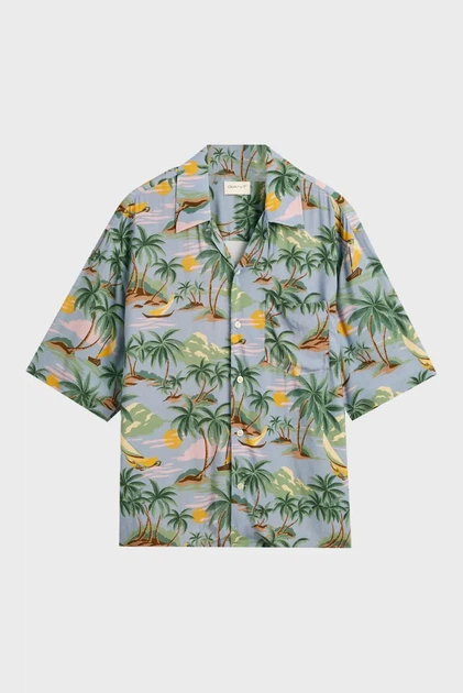 Чоловіча блакитна сорочка з візерунком REL VISCOSE HAWAII PRINT SS Gant XL 3240077 - Фото 6 Чоловіча блакитна сорочка з візерунком REL VISCOSE HAWAII PRINT SS Gant XL 3240077 - зображення 6