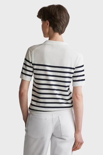 Жіноче біле поло у смужку FINE KNIT STRIPED Gant XS 4800404 - Фото 3 Жіноче біле поло у смужку FINE KNIT STRIPED Gant XS 4800404 - изображение 3