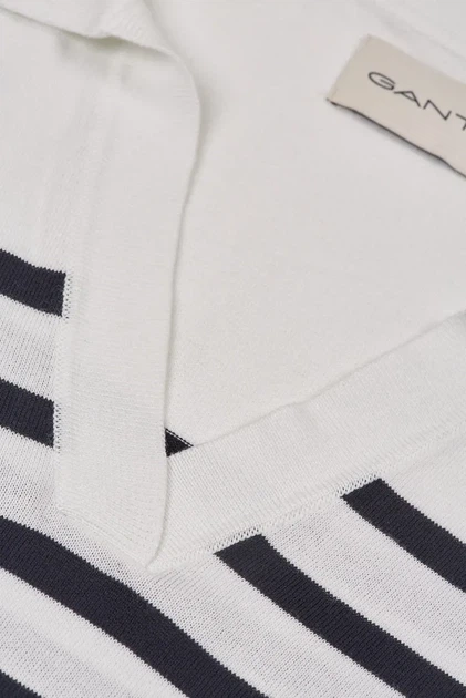 Жіноче біле поло у смужку FINE KNIT STRIPED Gant XS 4800404 - Фото 4 Жіноче біле поло у смужку FINE KNIT STRIPED Gant XS 4800404 - изображение 4