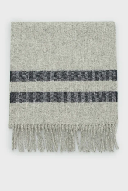 Сірий чоловічий шарф MERINO WOOL STRIPED WOVEN SCARF Gant OS 9920228 - зображення 2