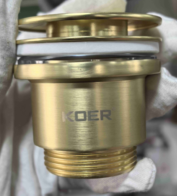 Донный клапан для раковины Koer PW-11-12 1 1/4'' универсальный (с/без перел) СLICK-СLACK (Цвет зол.) (KR5794) - изображение 14