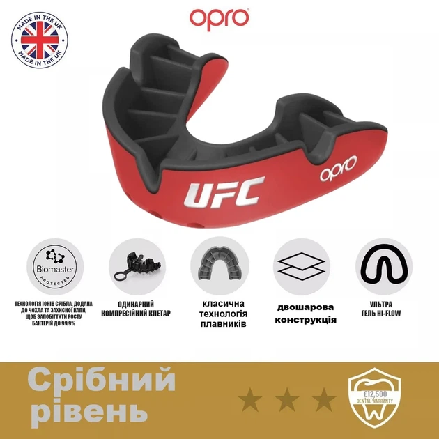 Капа OPRO термопластик дитяча до 10 червона чорна - зображення 5