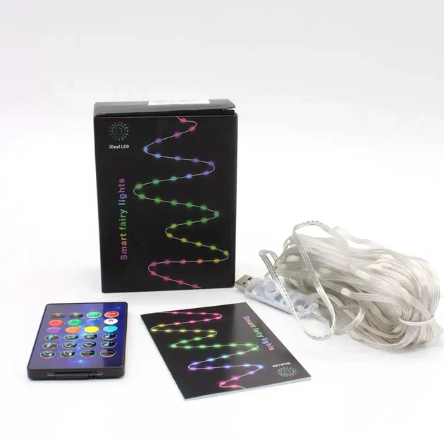 Умная RGB гирлянда 3м с Bluetooth и USB питанием для новогодней елки с пультом дистанционного управления - Фото 10 Умная RGB гирлянда 3м с Bluetooth и USB питанием для новогодней елки с пультом дистанционного управления - изображение 10