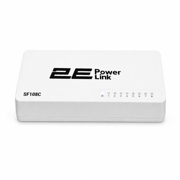 Коммутатор сетевой 2E PowerLink SF108C белый 8xFE 10/100 Мбит/с настольный (884032м) - Фото 2 Коммутатор сетевой 2E PowerLink SF108C белый 8xFE 10/100 Мбит/с настольный (884032м) - изображение 2
