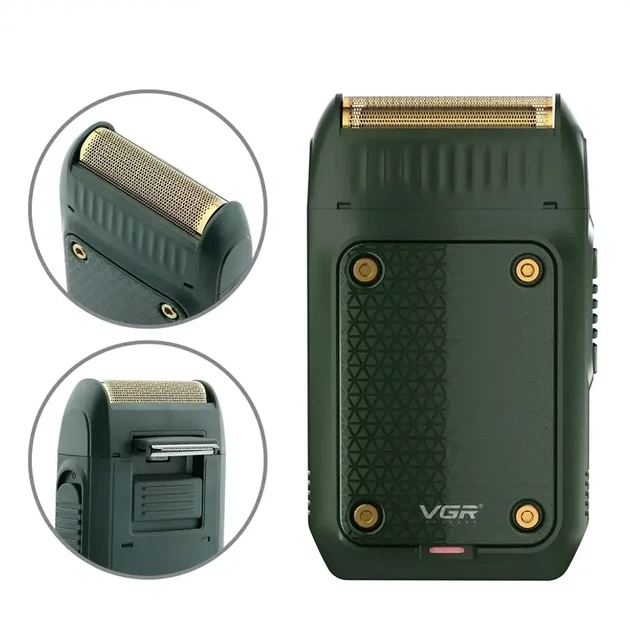 Электробритва сеточная VGR V-353 2 головки USB 5V 100г 7x4x10 см зеленая для бритья и тримминга - изображение 6