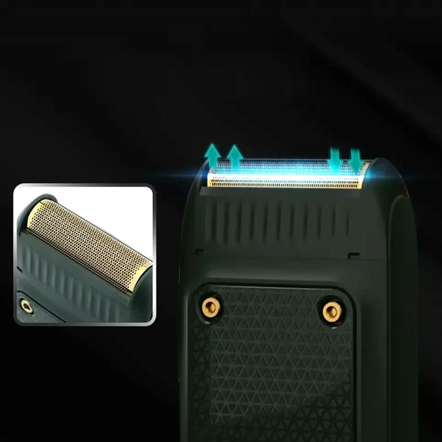 Электробритва сеточная VGR V-353 2 головки USB 5V 100г 7x4x10 см зеленая для бритья и тримминга - изображение 7