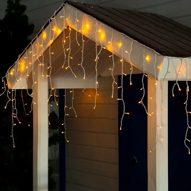 Гірлянда Бахрома від мережі, 12 м, 200 LED, Теплий білий - Фото 1 Гірлянда Бахрома від мережі, 12 м, 200 LED, Теплий білий - зображення 1