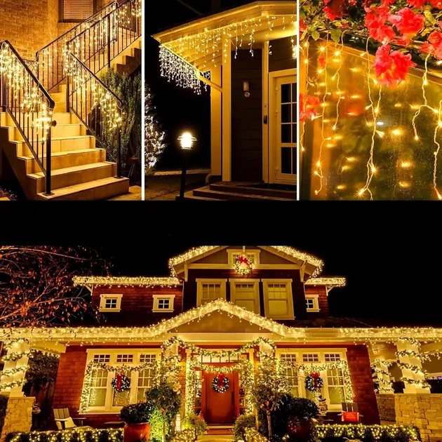 Гірлянда Бахрома від мережі, 12 м, 200 LED, Теплий білий - Фото 3 Гірлянда Бахрома від мережі, 12 м, 200 LED, Теплий білий - зображення 3