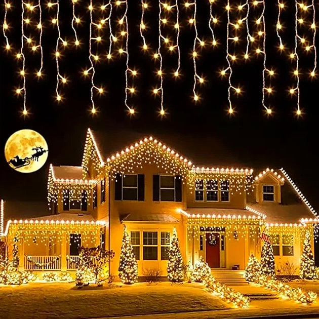 Гірлянда Бахрома від мережі, 12 м, 200 LED, Теплий білий - Фото 6 Гірлянда Бахрома від мережі, 12 м, 200 LED, Теплий білий - зображення 6