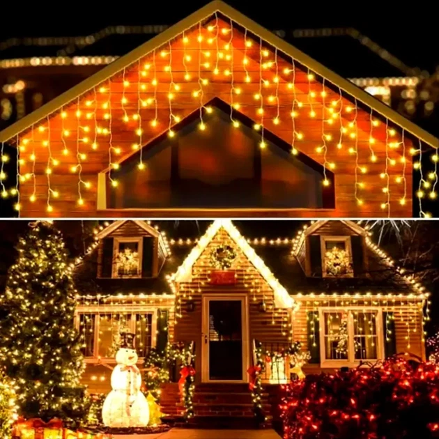 Гірлянда Бахрома від мережі, 12 м, 200 LED, Теплий білий - Фото 7 Гірлянда Бахрома від мережі, 12 м, 200 LED, Теплий білий - зображення 7