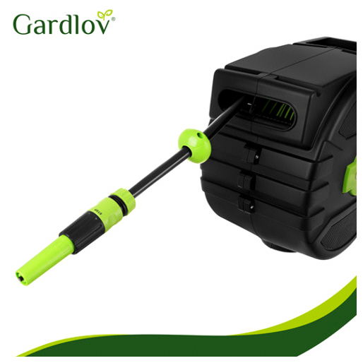 Автоматична котушка для садового шланга 20 м із пістолетом 7 режимів GARDLOV чорно-зелена - Фото 8 Автоматична котушка для садового шланга 20 м із пістолетом 7 режимів GARDLOV чорно-зелена - зображення 8