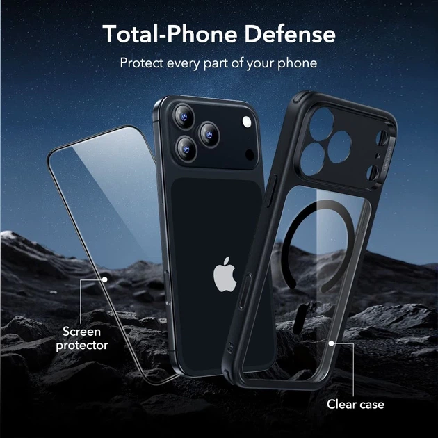 Чехол и защитное стекло ESR Classic Hybrid & Tempered Glass для iPhone 17 Pro Clear Black with MagSafe (4894240289082) - изображение 4