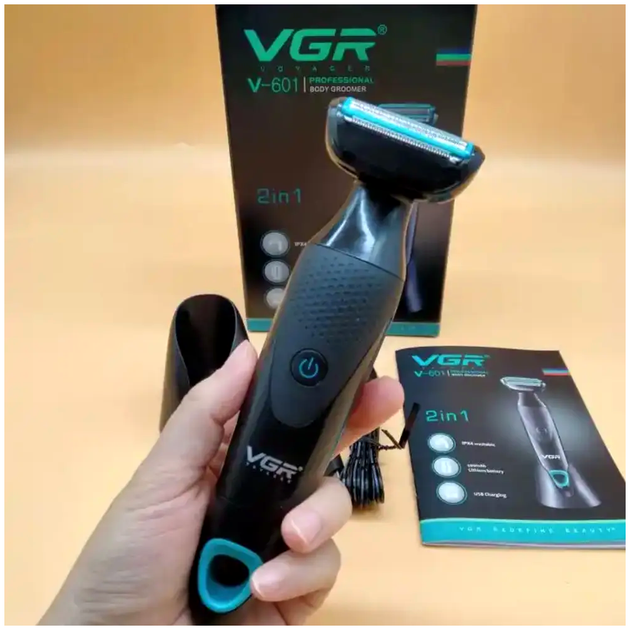 Электробритва триммер 2 в 1 VGR V-601 90 минут работы USB зарядка нержавеющая сталь черный корпус - изображение 8