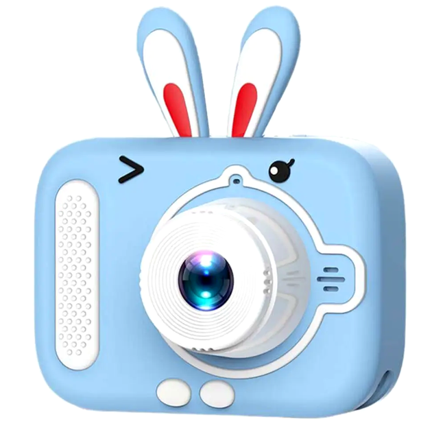 Детский цифровой фотоаппарат 20МП 4-кратный зум автофокусировка X900 Rabbit Голубой - Фото 3 Детский цифровой фотоаппарат 20МП 4-кратный зум автофокусировка X900 Rabbit Голубой - изображение 3
