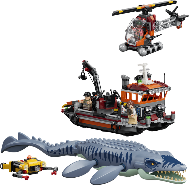 Конструктор LEGO Jurassic World Напад мозазавра на човен 703 деталі (77983) - Фото 2 Конструктор LEGO Jurassic World Напад мозазавра на човен 703 деталі (77983) - зображення 2