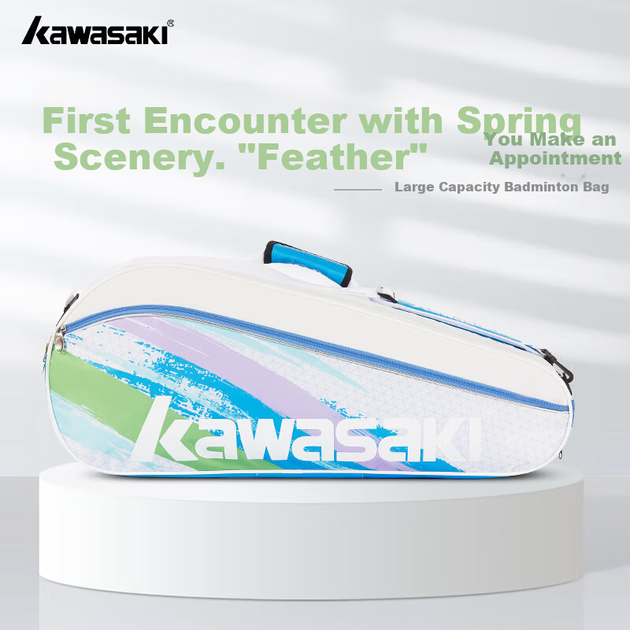 Сумка для бадминтона KAWASAKI, вместительная, многофункциональная, для ношения в руке, на плече, через плечо, вмещает 3 ракетки, C8368, бежево-зеленый цвет. - Фото 4 Сумка для бадминтона KAWASAKI, вместительная, многофункциональная, для ношения в руке, на плече, через плечо, вмещает 3 ракетки, C8368, бежево-зеленый цвет. - изображение 4
