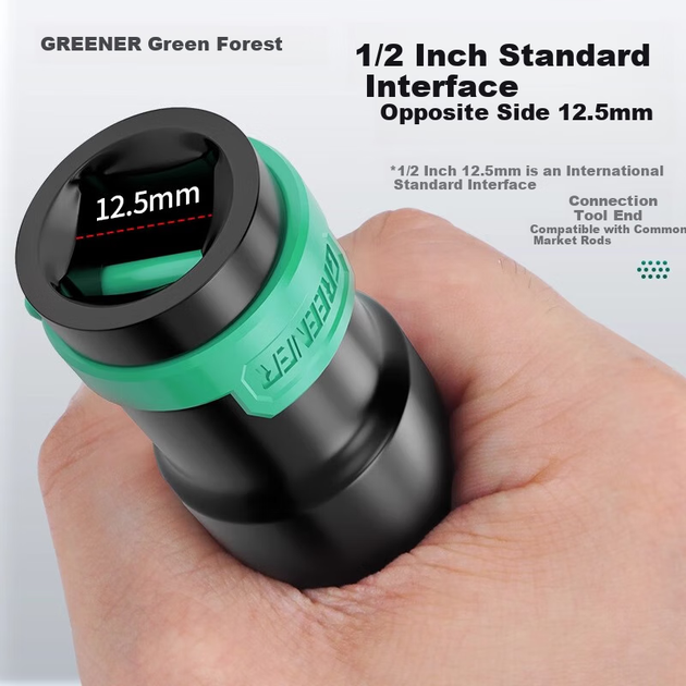 Набор торцевых ключей GREENER для электроинструмента, шестигранные удлиненные головки для ударного гайковерта, для домашнего использования, головки 8-24 мм, набор из 10 предметов. - изображение 7