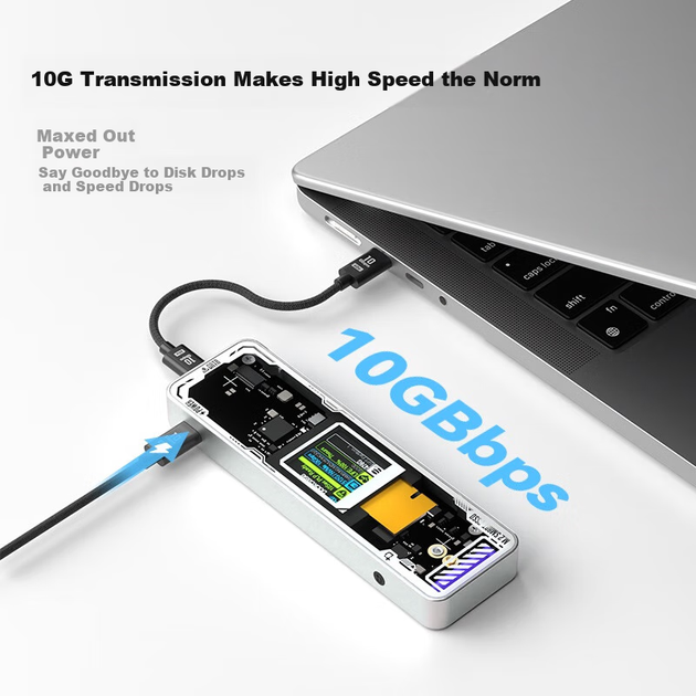 Інтелектуальний візуалізований корпус для SSD-накопичувача DOCKCASE M2, портативний корпус для жорсткого диска з інтерфейсом Type-C 3.2 M.2 NVMe, сумісний з iPhone 17 Pro - зображення 9