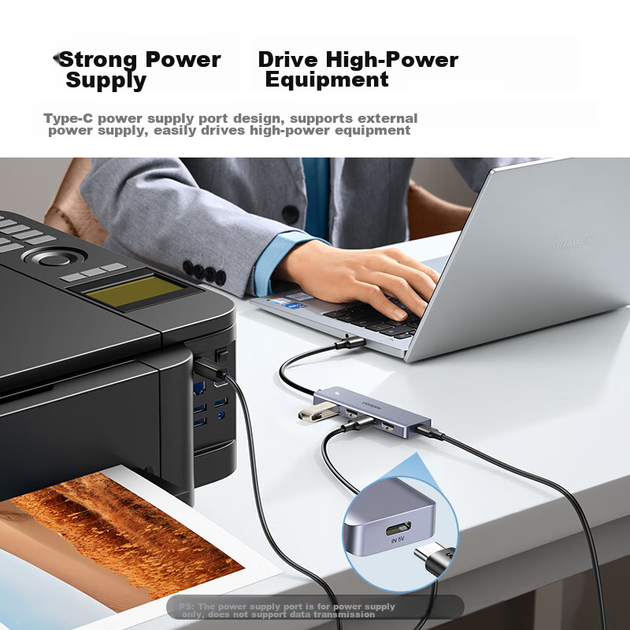 USB-концентратор UGREEN 3.0, высокоскоростная док-станция расширения с 4 портами, разветвитель, многопортовый адаптер для ноутбуков и настольных компьютеров, удлинительный кабель. - изображение 6