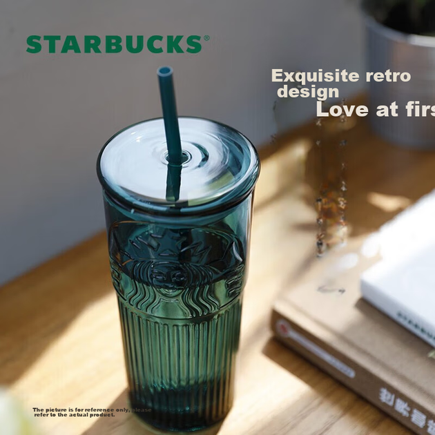 Стакан Starbucks Goddess темно-зелений з трубочкою, 550 мл, ретро - Фото 5 Стакан Starbucks Goddess темно-зелений з трубочкою, 550 мл, ретро - зображення 5