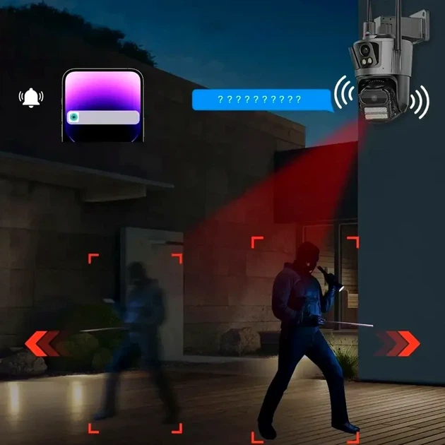 Камера видеонаблюдения IP с тройным объективом 12 МП уличная Rotation P12 черный - изображение 2