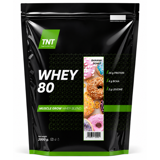 Комплексный протеин 2кг TNT Nutrition Whey 80% Muscle Grow Банановый пончик - Фото 1 Комплексный протеин 2кг TNT Nutrition Whey 80% Muscle Grow Банановый пончик - изображение 1