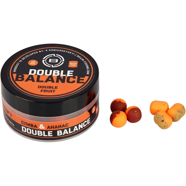 Бойлы Brain Double Balance Double Fruit (cлива + ананас) 10+8х12mm - Фото 1 Бойлы Brain Double Balance Double Fruit (cлива + ананас) 10+8х12mm - изображение 1