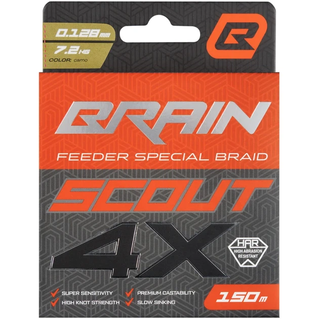 Шнур Brain Scout 4X 150m (camo) 0.128mm 7.2kg - Фото 2 Шнур Brain Scout 4X 150m (camo) 0.128mm 7.2kg - зображення 2
