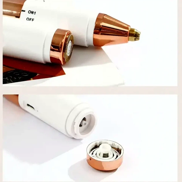 Женский триммер для лица 2 в 1 USB-зарядка белый пластиковый для коррекции бровей и удаления волос - Фото 4 Женский триммер для лица 2 в 1 USB-зарядка белый пластиковый для коррекции бровей и удаления волос - изображение 4