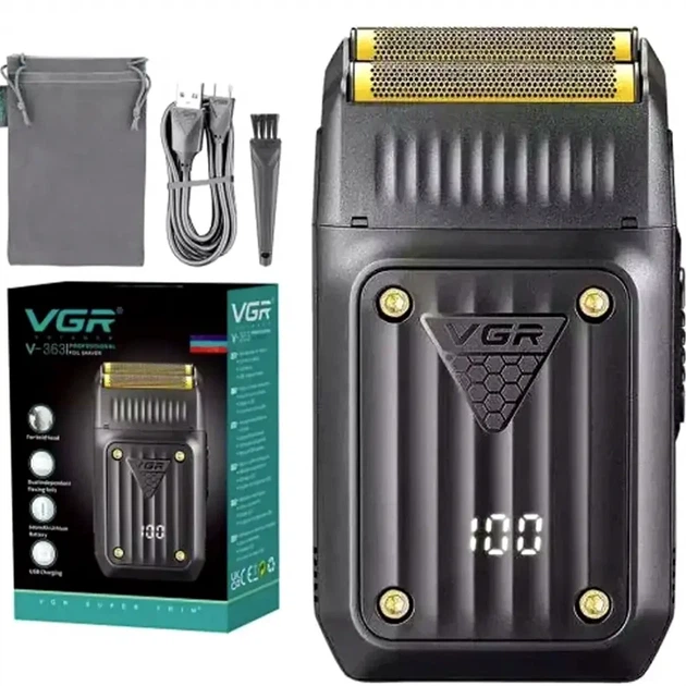 Мини-бритва VGR V-363 аккумуляторная машинка с USB зарядкой черная лезвия из нержавеющей стали для бритья - Фото 1 Мини-бритва VGR V-363 аккумуляторная машинка с USB зарядкой черная лезвия из нержавеющей стали для бритья - изображение 1