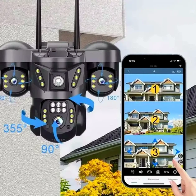 Уличная WiFi камера видеонаблюдения 12MP поворотная с ночным видением и детекцией движения модель V380 - Фото 5 Уличная WiFi камера видеонаблюдения 12MP поворотная с ночным видением и детекцией движения модель V380 - изображение 5