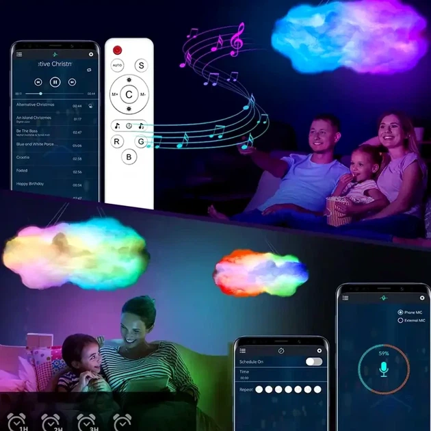 Подвесная LED лампа облако 5 Вт RGB USB Bluetooth пульт дистанционного управления OBL-211 для декорирования интерьера - Фото 5 Подвесная LED лампа облако 5 Вт RGB USB Bluetooth пульт дистанционного управления OBL-211 для декорирования интерьера - изображение 5
