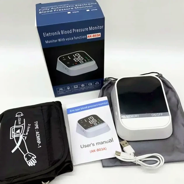 Автоматический тонометр на плечо с LED дисплеем памятью на 2 пользователя USB питание для контроля давления и пульса - изображение 7