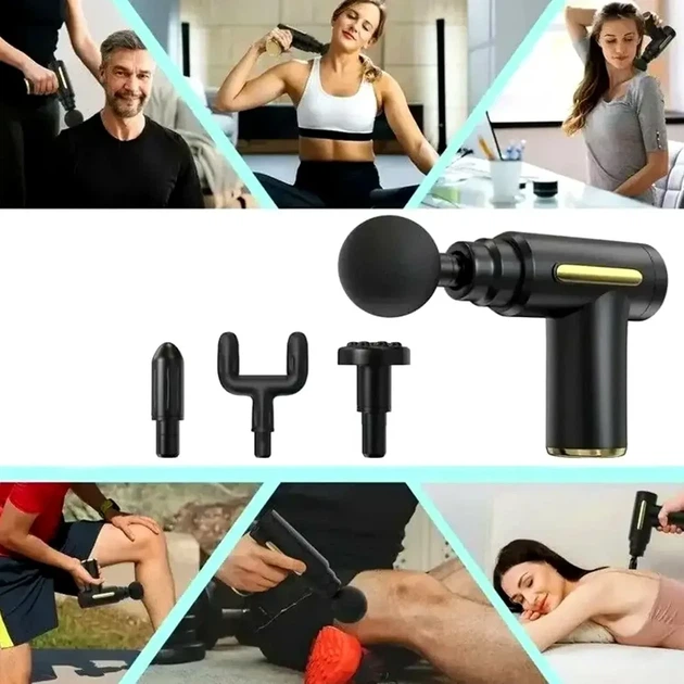 Перкуссионный массажер 20Вт 6 режимов 4 насадки с USB для тела черный - изображение 2