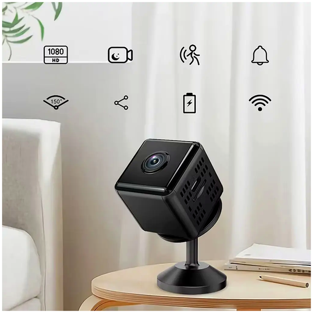 Мини-камера Wi-Fi 1080p с инфракрасным ночным видением датчиком движения P7-X6D черный - Фото 8 Мини-камера Wi-Fi 1080p с инфракрасным ночным видением датчиком движения P7-X6D черный - изображение 8