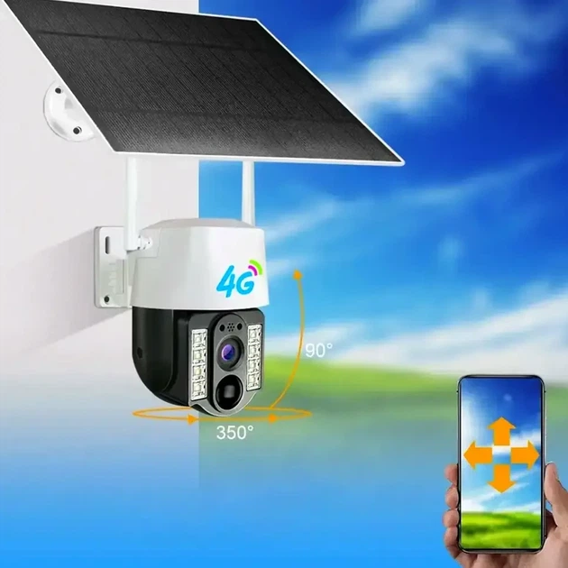 Камера видеонаблюдения 4G с солнечной панелью и датчиком движения для уличного наблюдения белая - Фото 5 Камера видеонаблюдения 4G с солнечной панелью и датчиком движения для уличного наблюдения белая - изображение 5