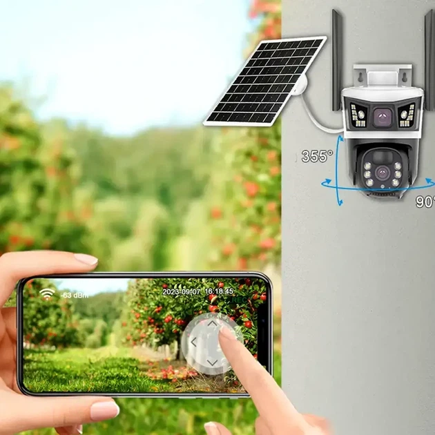 4G камера видеонаблюдения 2x2MP с солнечной панелью и SIM-картой для уличного наблюдения - изображение 6