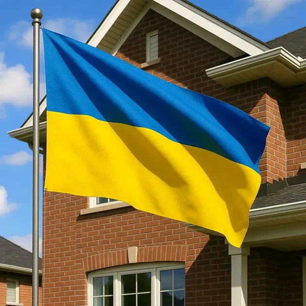 Флаг Украины из габардина 135х90 см для улицы и помещений желто-синий сшитый флаг - Фото 7 Флаг Украины из габардина 135х90 см для улицы и помещений желто-синий сшитый флаг - изображение 7