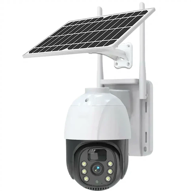 Уличная IP камера видеонаблюдения поворотная с солнечной панелью WiFi HD 1296P tp8 v380 pro белая - изображение 3