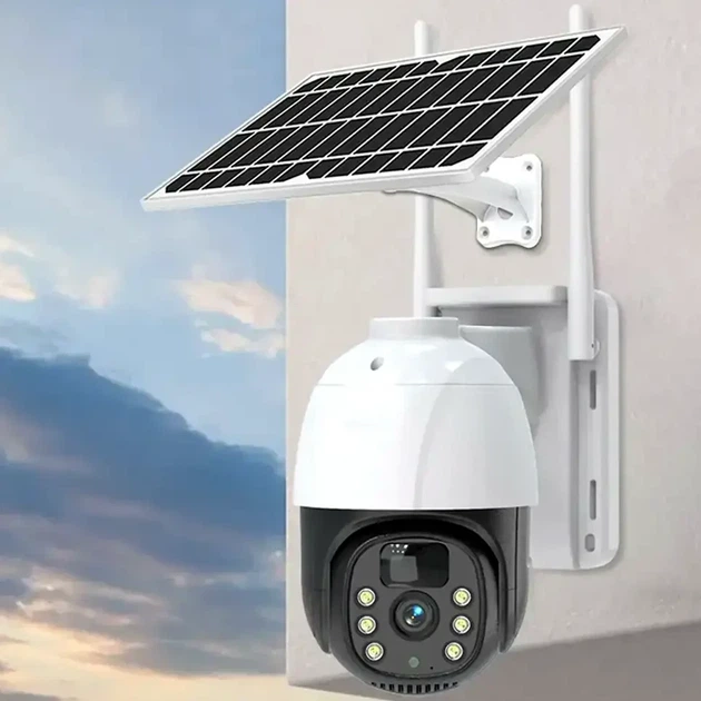 Уличная IP камера видеонаблюдения поворотная с солнечной панелью WiFi HD 1296P tp8 v380 pro белая - изображение 5