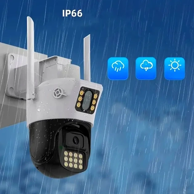 Поворотная уличная WiFi камера видеонаблюдения 6Мп с ночным видением PTZ A23 белая - изображение 2