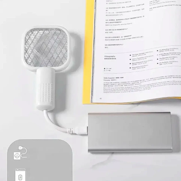 Электрическая мухобойка USB 17 на 9 7 см для уничтожения насекомых белая из пластика - изображение 8