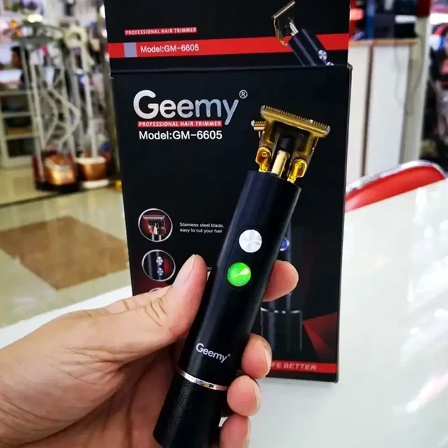 Триммер для бороды и усов аккумуляторный 3 насадки 60 мин работы Geemy GM6605 черный - Фото 2 Триммер для бороды и усов аккумуляторный 3 насадки 60 мин работы Geemy GM6605 черный - изображение 2