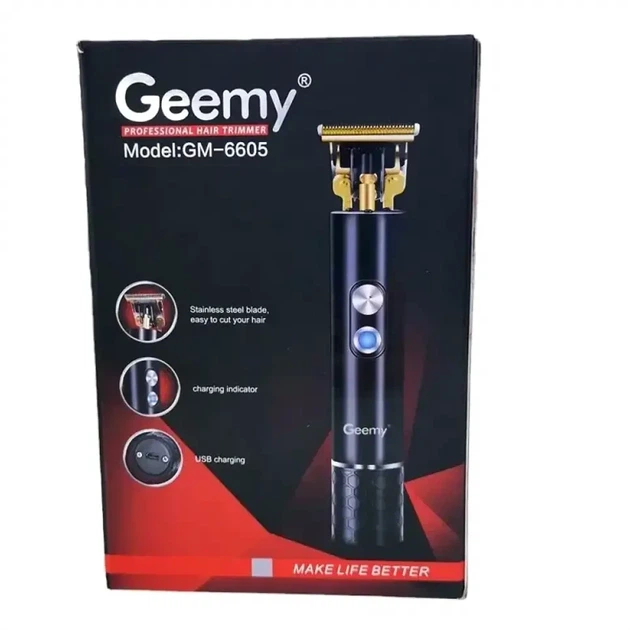 Триммер для бороды и усов аккумуляторный 3 насадки 60 мин работы Geemy GM6605 черный - Фото 7 Триммер для бороды и усов аккумуляторный 3 насадки 60 мин работы Geemy GM6605 черный - изображение 7