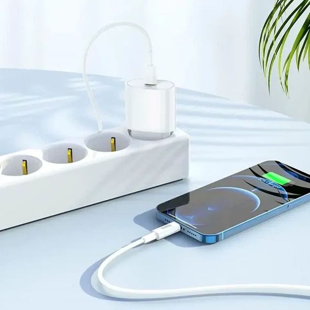 Сетевое зарядное устройство 35W USB-C с кабелем 1м для быстрой зарядки телефонов белое пластиковое - Фото 5 Сетевое зарядное устройство 35W USB-C с кабелем 1м для быстрой зарядки телефонов белое пластиковое - зображення 5