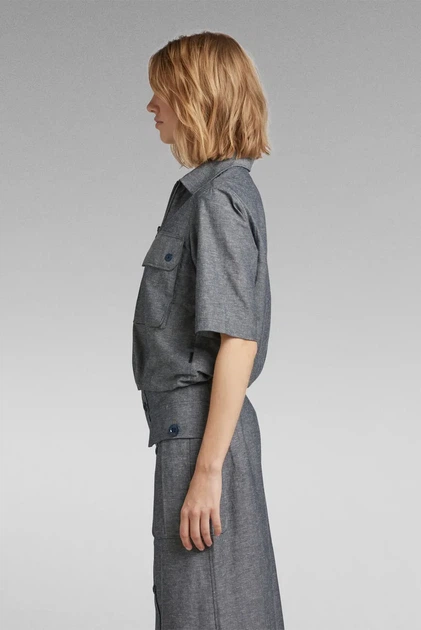 Жіноча сіра сорочка cropped shirt G-Star S D22914,D123 - изображение 2