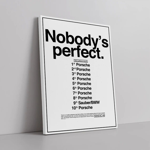 Интерьерная картина Никто не идеален, Порше, Nobody's Perfect, Porsche Poster, 1983 LeMans, 106×75 см (id6719) - изображение 2